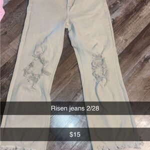 Risen Women's Distressed Ankle Jeans — Light Beige